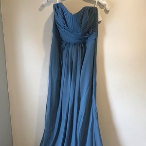 David’s Bridal Long Strapless Bridesmaid Dress